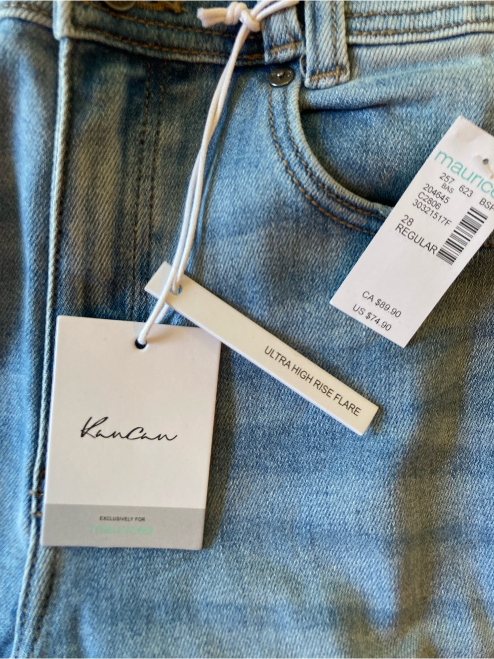 NWT MAURICES KANCAN Ultra High Rise Flare Size 28X33 Double Fringe - Picture 7 of 8